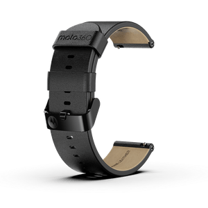 Moto Premium Leather Band - Black with Black Buckle