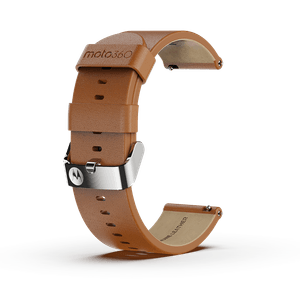 Moto Premium Leather Band - Cognac Brown with Silver Buckle