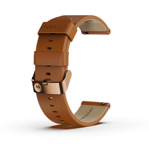 Moto Premium Leather Band - Cognac Brown with Rose Gold Buckle